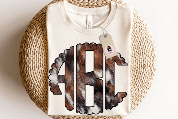 Cowhide Fur Circle Monogram Set