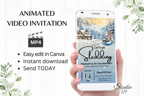 Let’s Go Sledding: Digital Invite