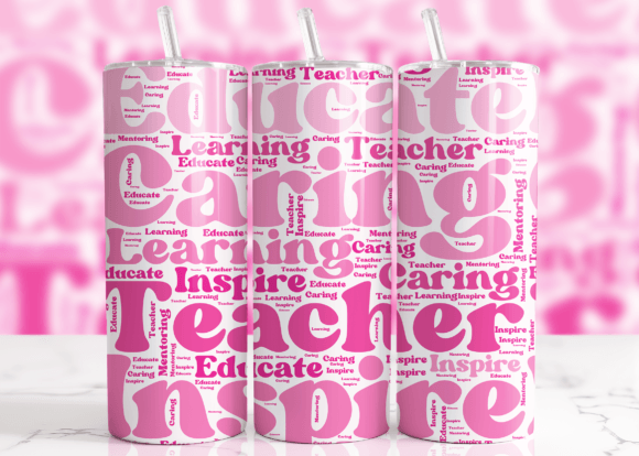 Transforming Classroom Essentials with the Pink Teacher Word Cloud Tumbler Wrap